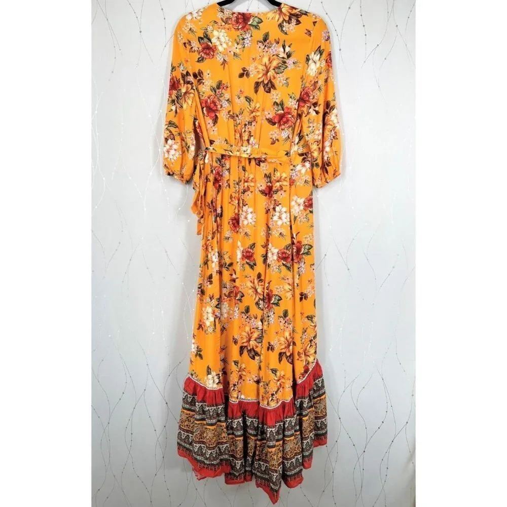 NWT FARM Rio Anthropologie Soigne Gold Maxi Dress $230 - Picture 12 of 15
